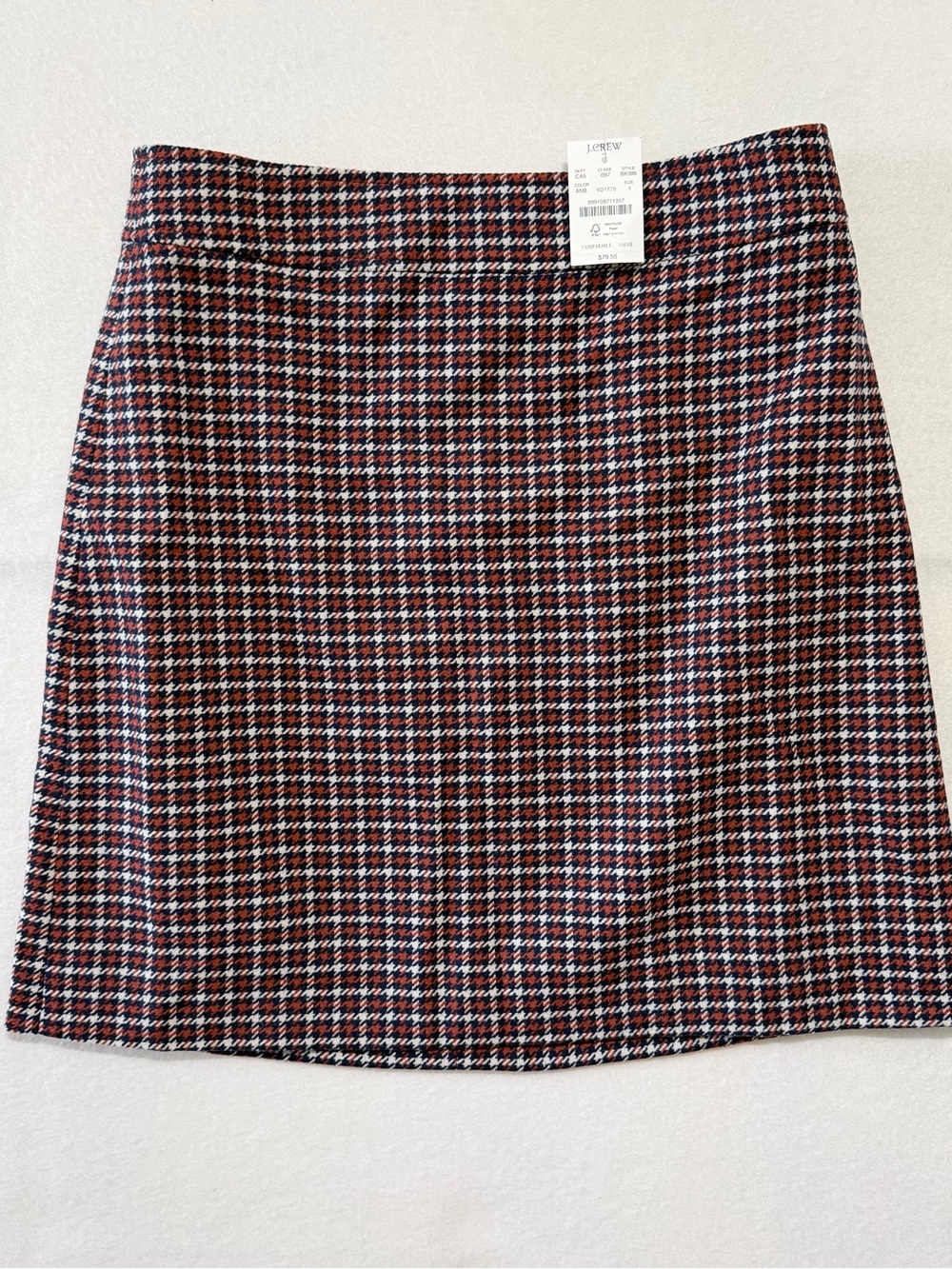 J. Crew Red and Black Houndstooth Mini Skirt
